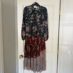 Zimmerman Floral Mixed-Print Pleated Maxi Dress - Black, Burgundy, Gray